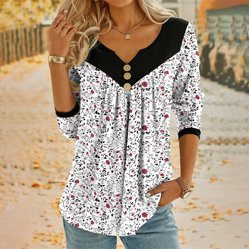 Afslappet Blomsterprint Bluse