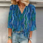 Vintage Abstrakt Polkaprikket Bluse