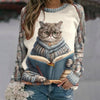 Creative Sweatshirt With Cat Print