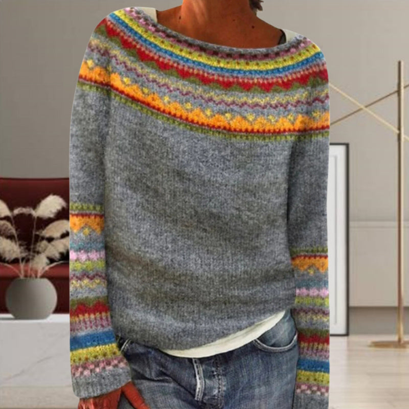 Vintage Geometrisk Strik Sweater