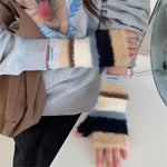 Colorful Striped Plush Gloves