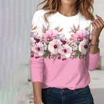 Afslappet T-Shirt Med Blomsterprint