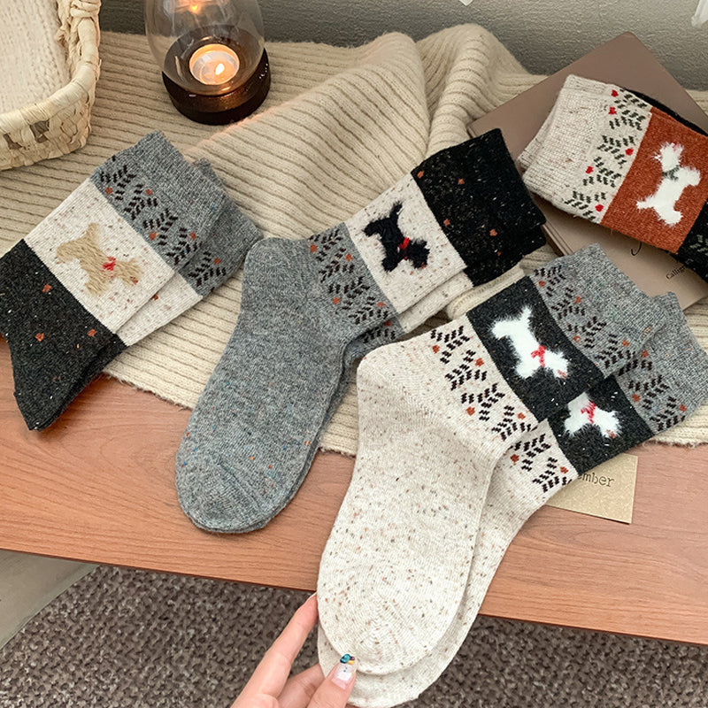 Warm Puppy pattern socks