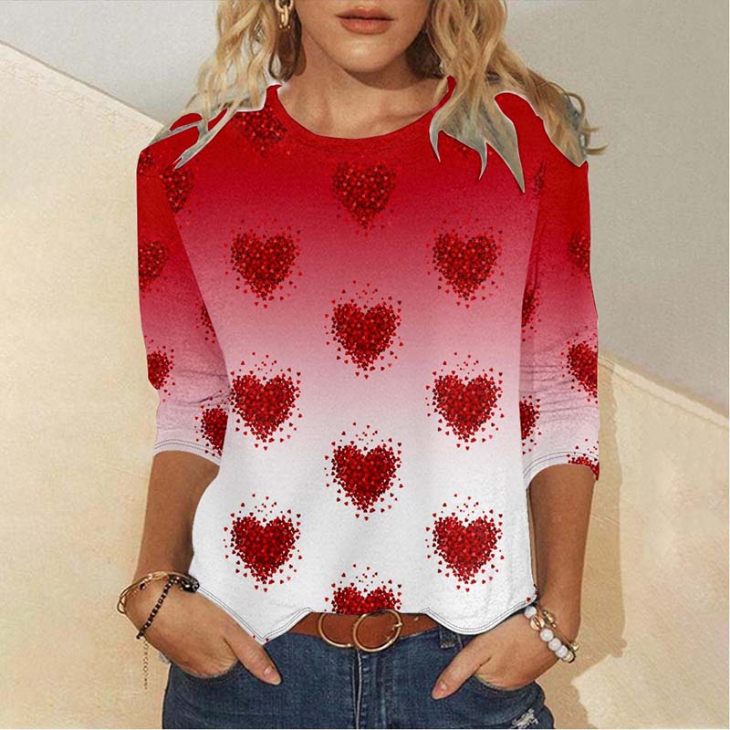 Gradient Heart Print T-Shirt