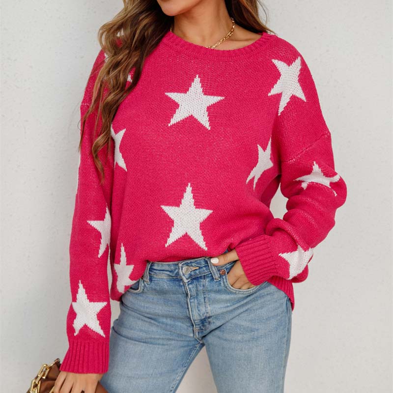 Afslappet Stjernestrikket Sweater