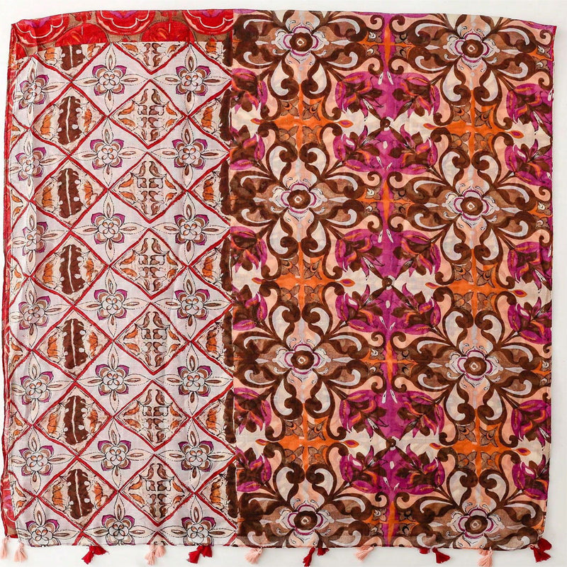 Vintage Tørklæde Med Blomsterprint