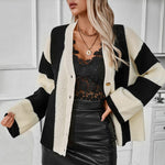 Afslappet Stribet Strik Cardigan