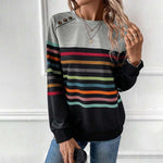 Afslappet Farverig Stribet Sweatshirt