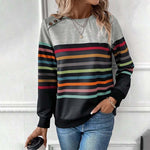 Afslappet Farverig Stribet Sweatshirt