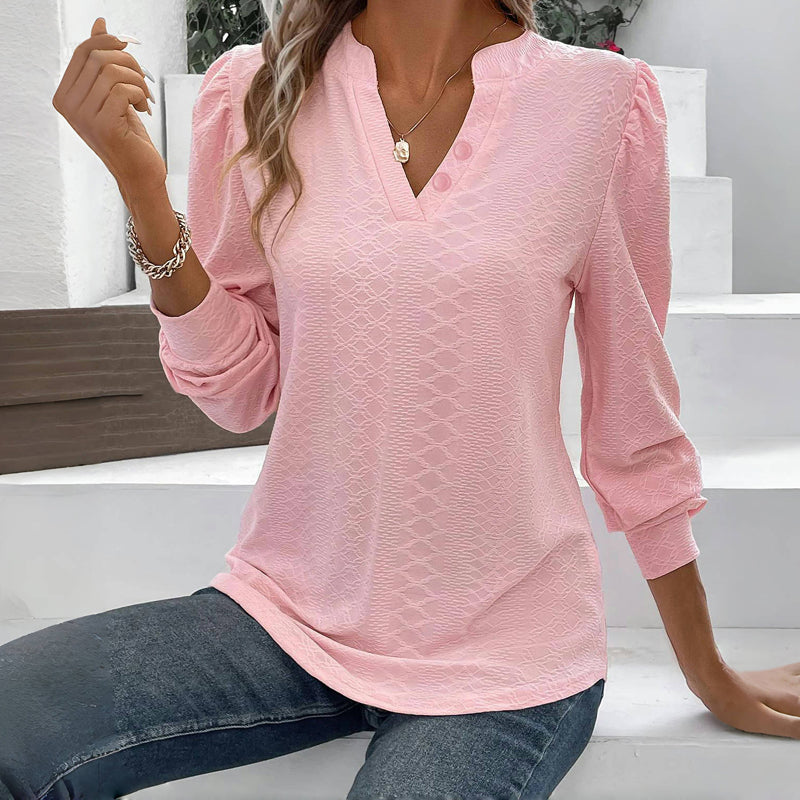 Ensfarvet Casual Bluse