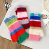 Colorful Striped Plush Gloves