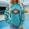 Vintage Sweatshirt Med Geometrisk Tryk