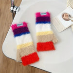 Colorful Striped Plush Gloves