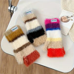 Colorful Striped Plush Gloves