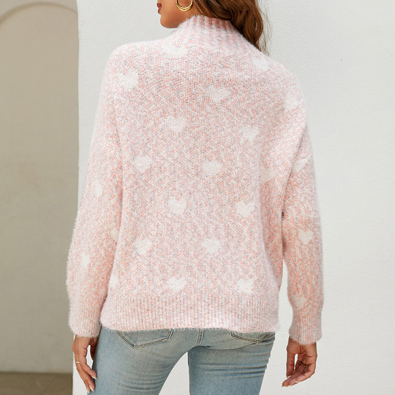 Afslappet Hjertestrikket Sweater