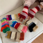 Colorful Striped Plush Gloves