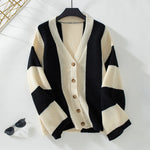 Afslappet Stribet Strik Cardigan