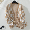 Afslappet Plaid Strikket Cardigan