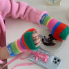 Colorful Striped Plush Gloves