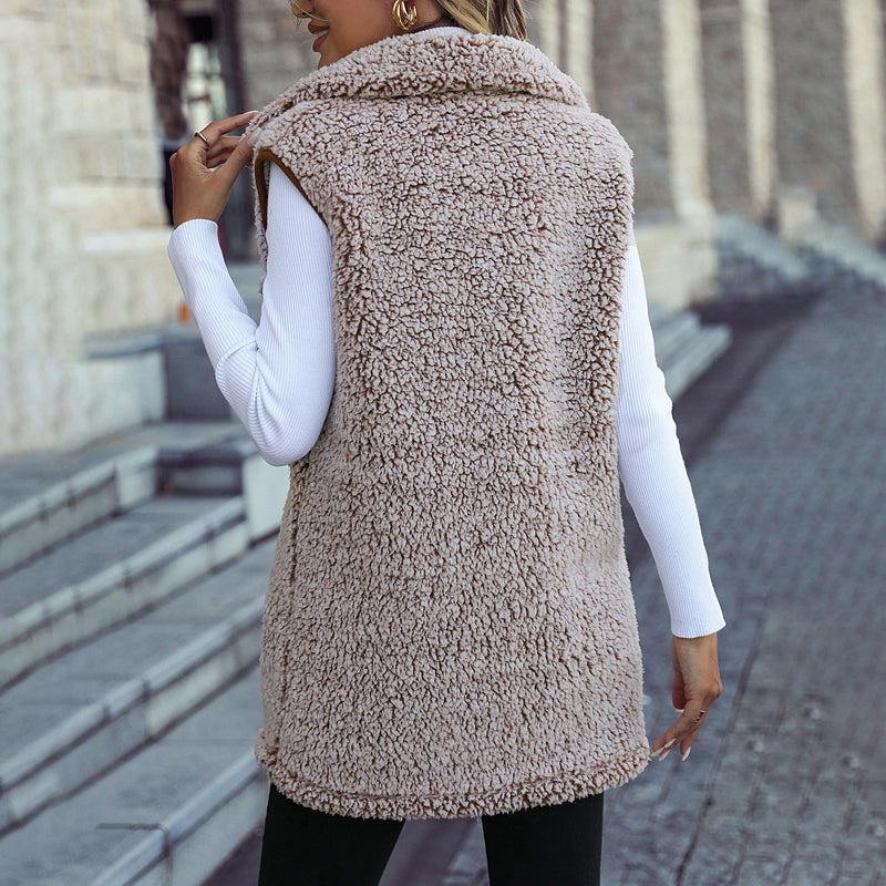 Afslappet Plys Vest Cardigan