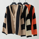 Afslappet Stribet Strik Cardigan