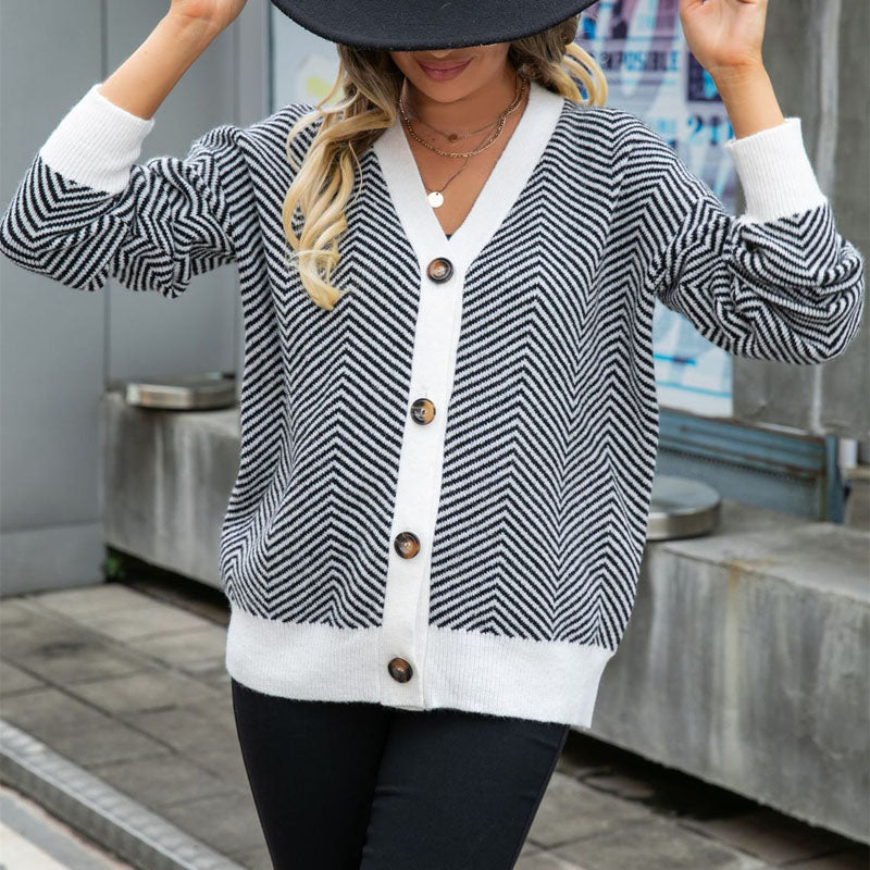 Casual Stribet Cardigan