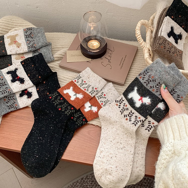 Warm Puppy pattern socks