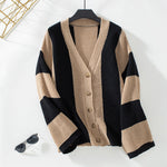 Afslappet Stribet Strik Cardigan