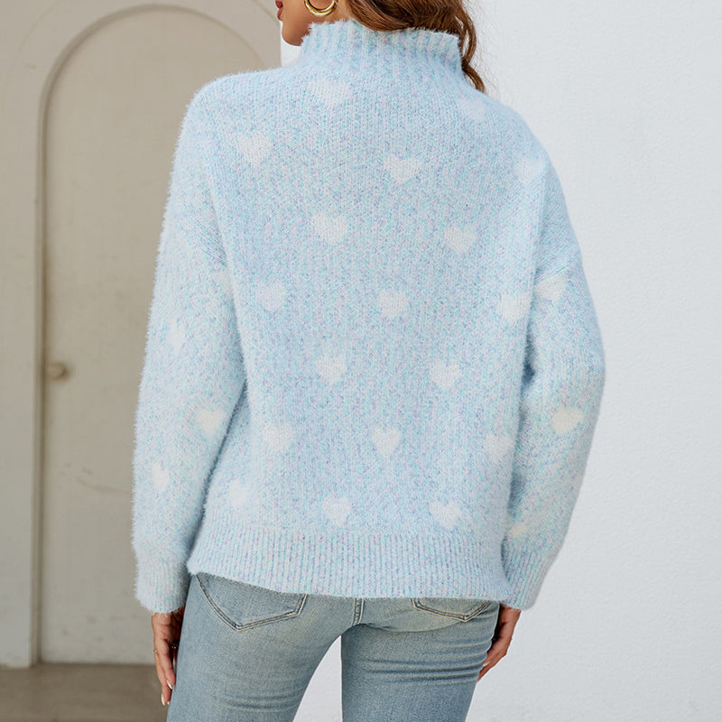 Afslappet Hjertestrikket Sweater