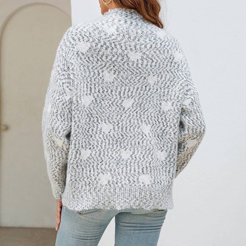 Afslappet Hjertestrikket Sweater