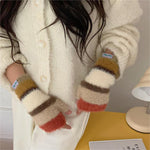 Colorful Striped Plush Gloves