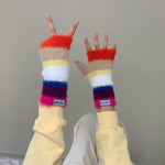 Colorful Striped Plush Gloves