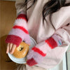 Colorful Striped Plush Gloves