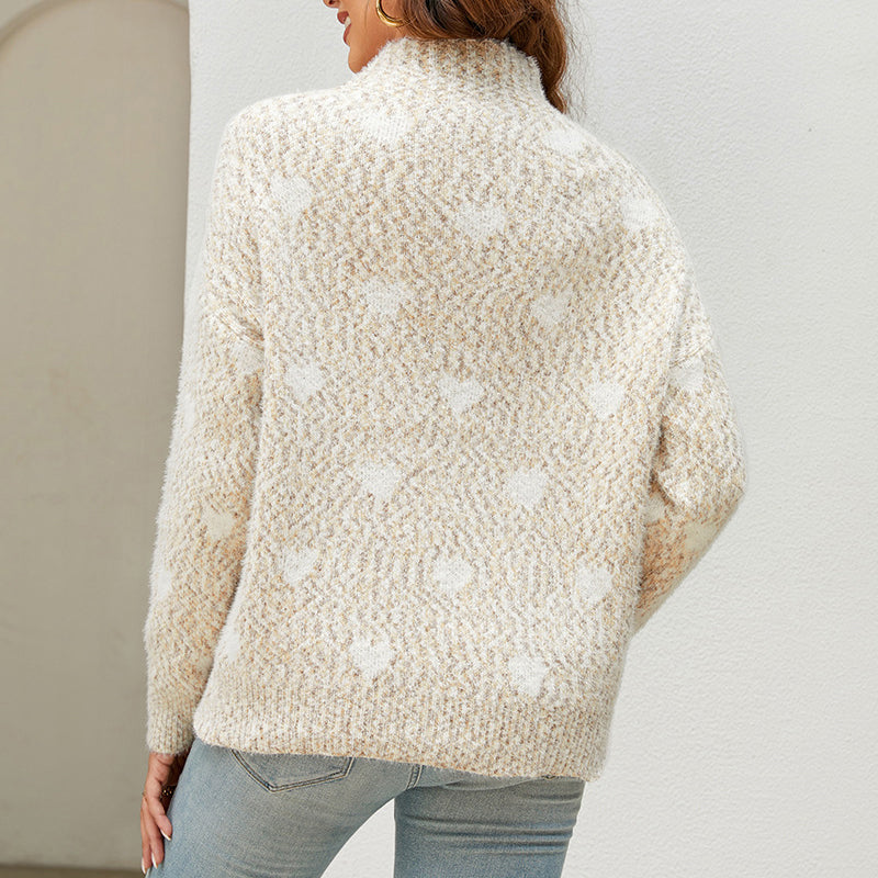 Afslappet Hjertestrikket Sweater