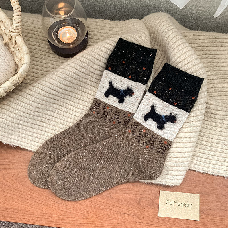 Warm Puppy pattern socks