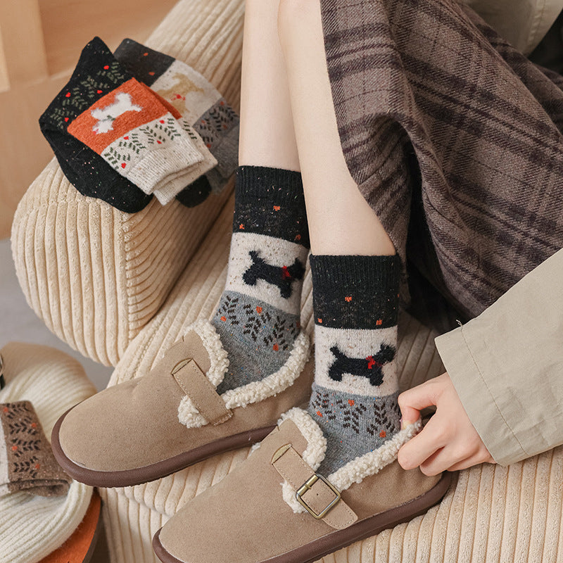 Warm Puppy pattern socks