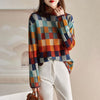 Farverig Plaid Strikket Sweater