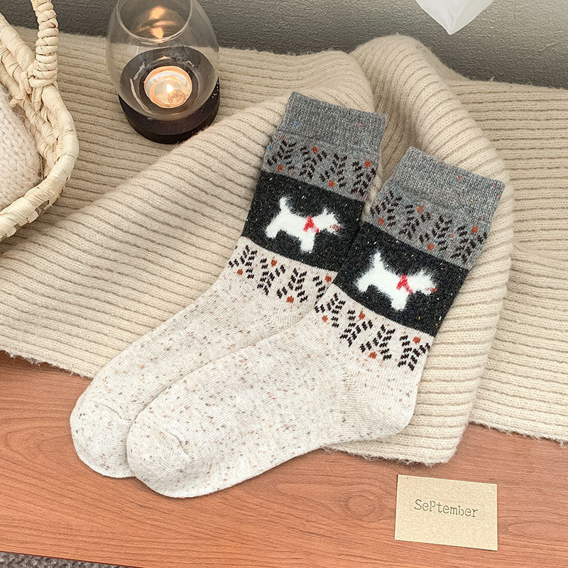 Warm Puppy pattern socks