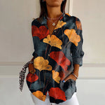 Vintage Bluse Med Bladtryk