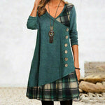 Irregular Plaid Patchwork Dress