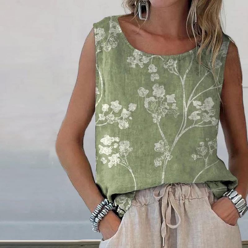 Vintage Tanktop Med Blomsterprint