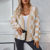 Afslappet Plaid Strikket Cardigan