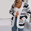 Afslappet Stribet Strik Cardigan