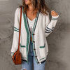 Afslappet Stribet Strik Cardigan