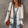 Afslappet Stribet Strik Cardigan