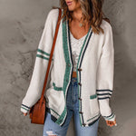 Afslappet Stribet Strik Cardigan