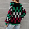 Kontrastfarve Plaid Sweater