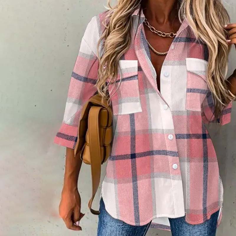 Afslappet Plaid Bluse