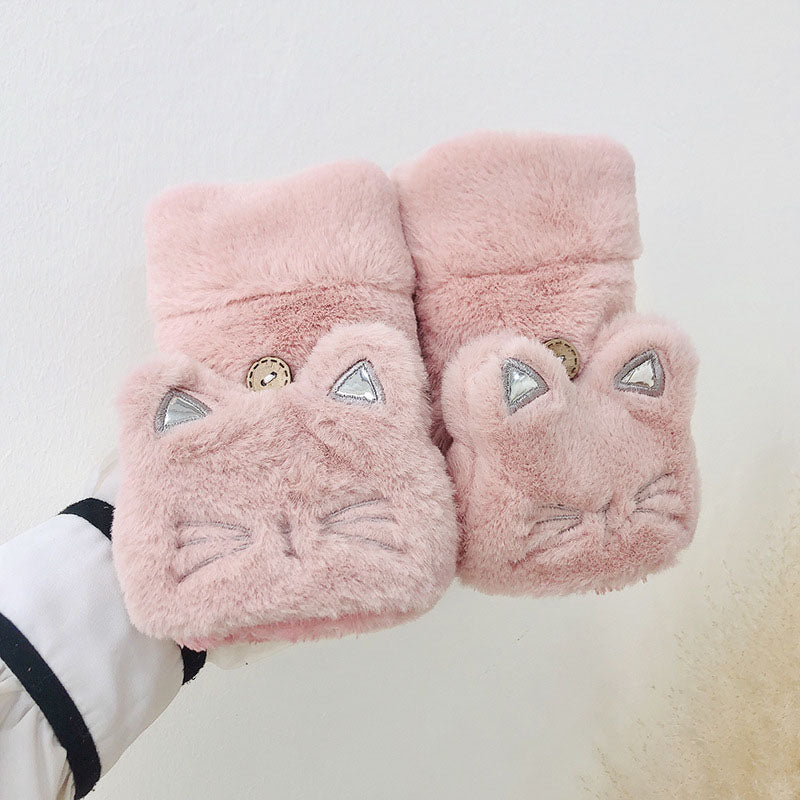 Cartoon Cat Plush Gloves