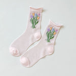 Floral Jacquard Breathable Socks